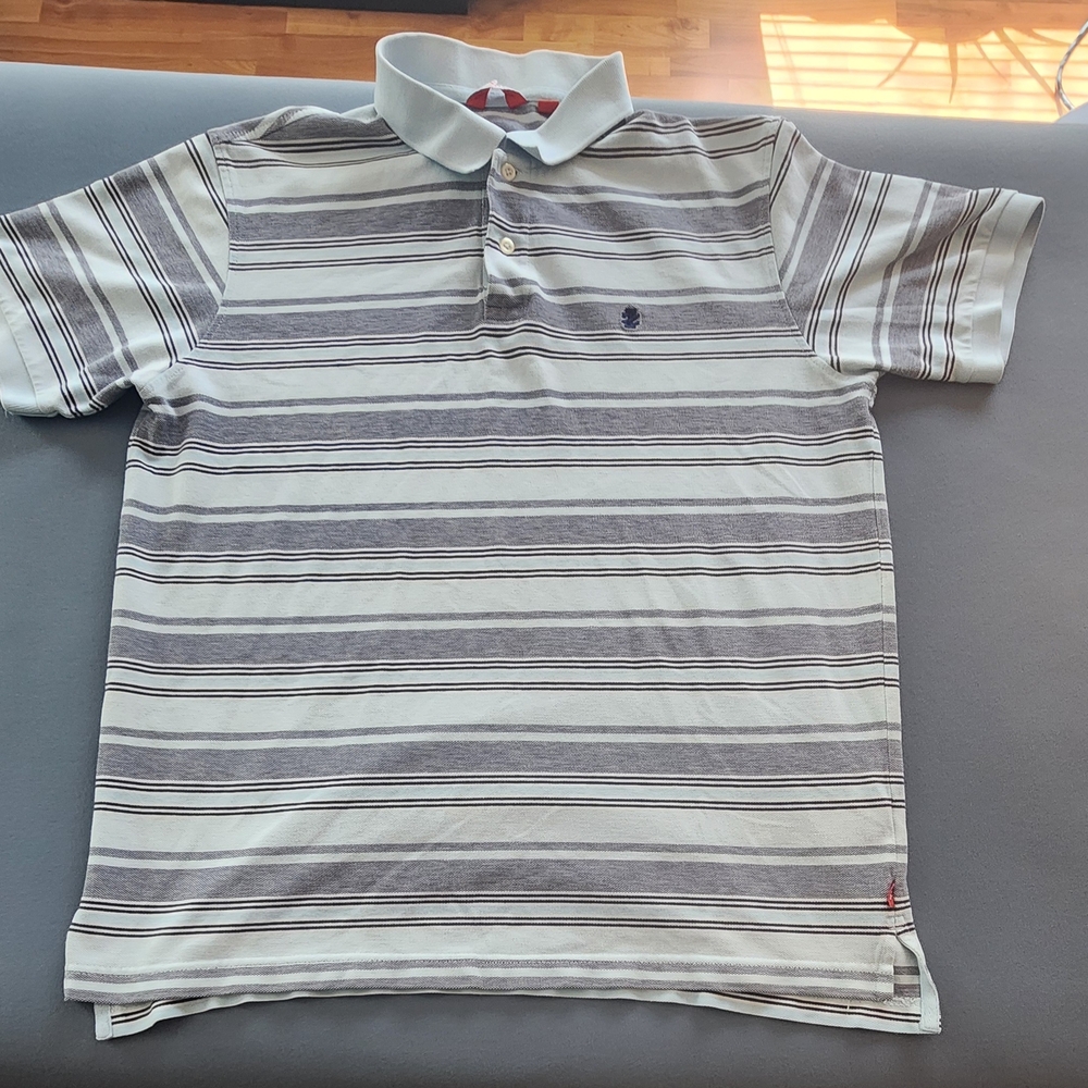 Izod Kids Polo with Gray and White Stripes
